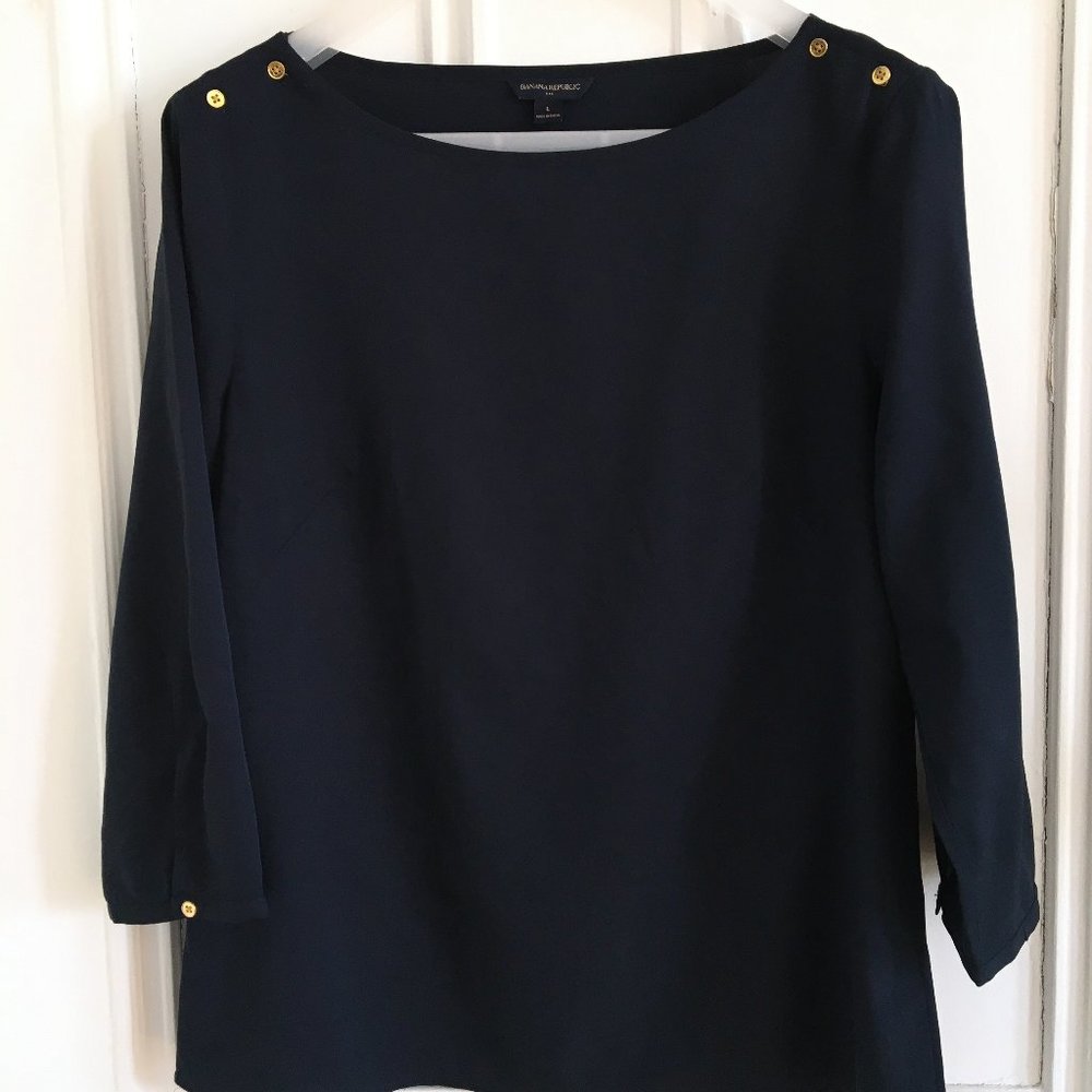 Boatneck navy blouse - Banana Republic